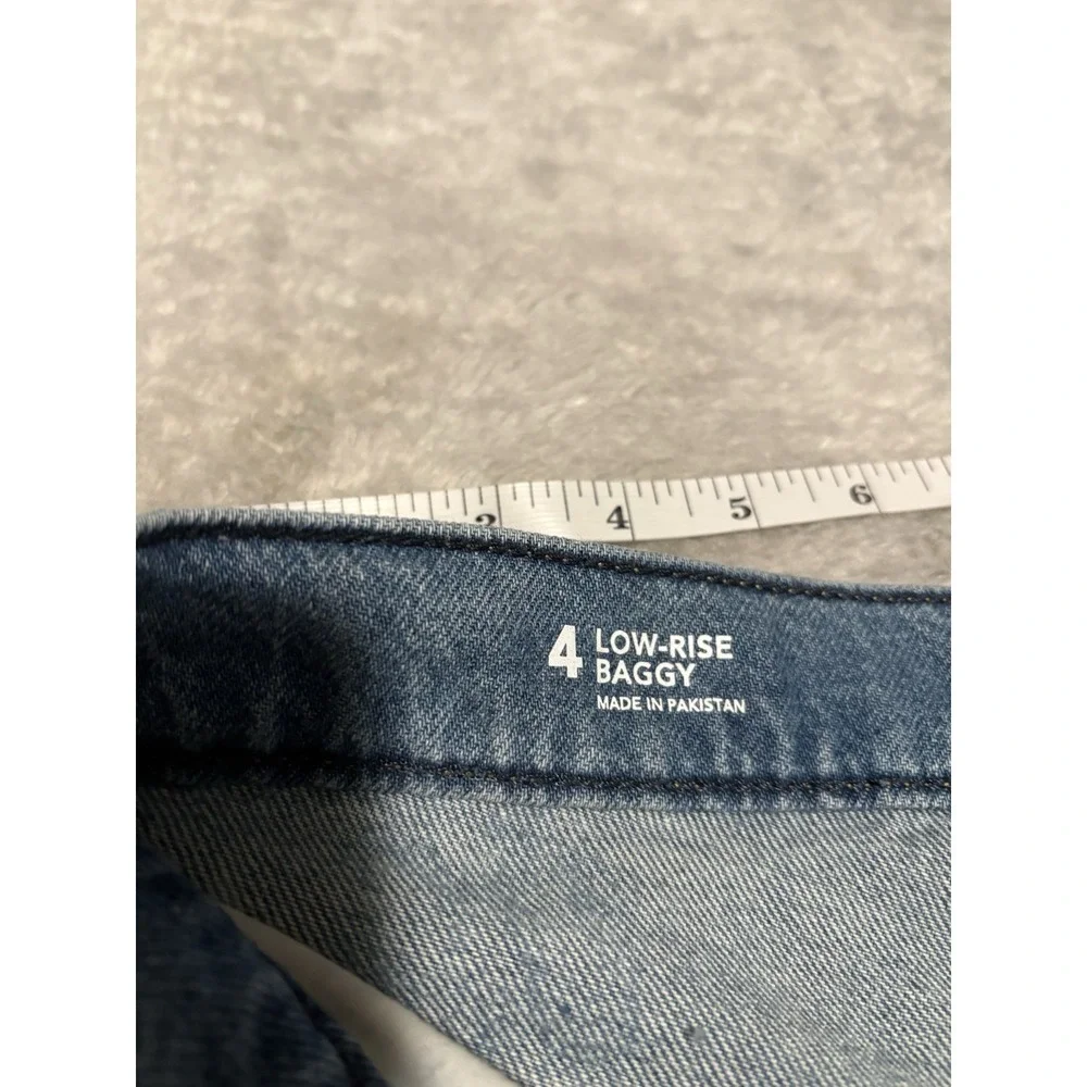 Arizona Jean Co Low Rise Baggy Game Day Ripped Denim Jeans Size 4‎ Wide Leg